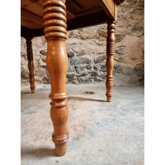 French Oak and Walnut Dining Table with Marble Top For Sale - Image 11 of 18
