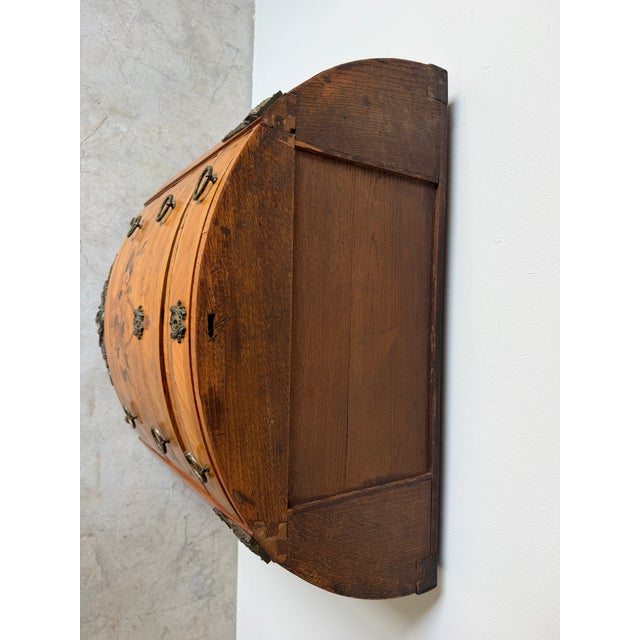 19th-Century French Louis XVI Style Marquetry Inlaid Demi-Lune Cabinet With Breccia Marble Top For Sale - Image 12 of 18