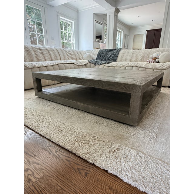 Restoration Hardware Restoration Hardware Oversized Minimalist Gray Oak Coffee Table For Sale - Image 4 of 7