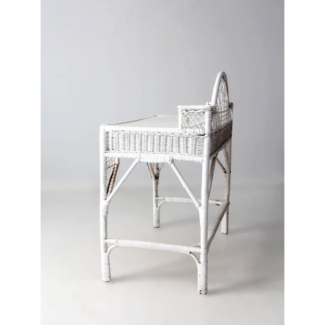 Vintage American White Wicker Desk With Drawer For Sale - Image 17 of 18
