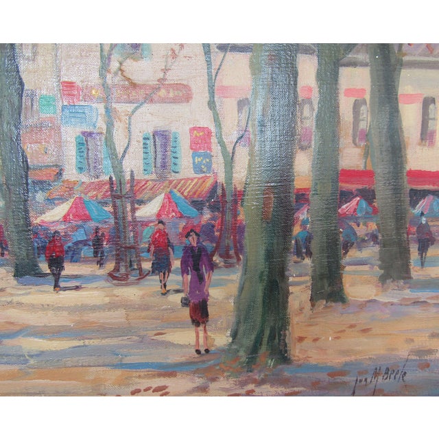 Impressionist Autumn Cityscape Early 20th-Century Oil Painting on Canvas Framed Signed For Sale In Miami - Image 6 of 12