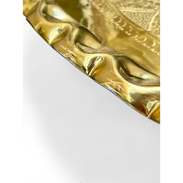 Mid 20th Century Moroccan Hammered Brass & Teak "Spider Leg" Tray Table For Sale - Image 13 of 17