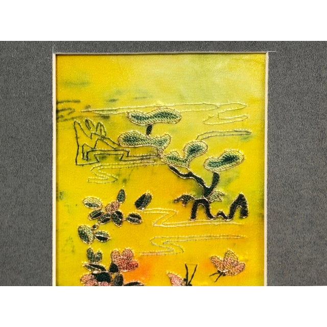Yellow Vintage Yellow Scenery Embroidered Rectangular Framed Wall Art A For Sale - Image 8 of 13