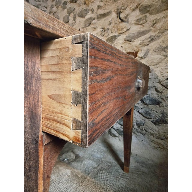 Antique French Farmhouse Dining Table in Oak and Pine with 3 Drawers, 19th Century For Sale - Image 9 of 18