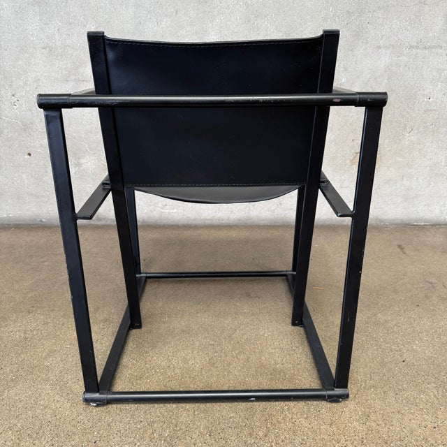 Metal Post Modern Black Leather and Metal Armchair #5 by Radbound Van Beekum for Pastoe For Sale - Image 7 of 12