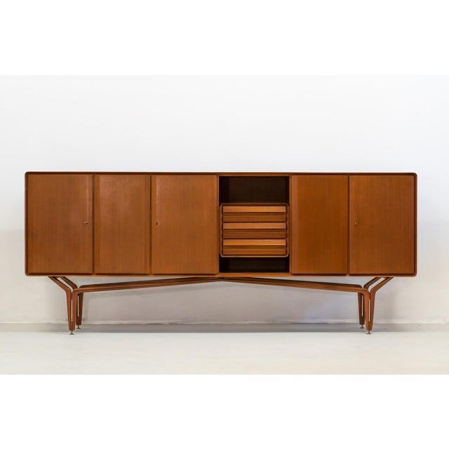 Wood Wooden Sideboard with Doors and Drawers from Galleria Mobili Darte, Italy, 1950s For Sale - Image 7 of 17