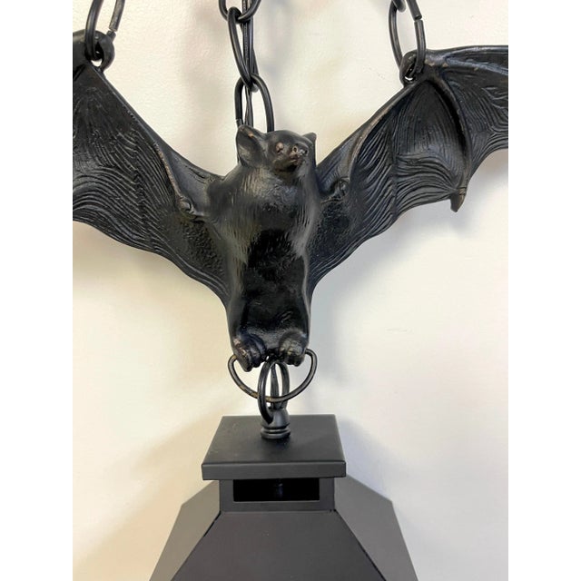 Gothic Style Bronze & Iron Bat Motif Lantern For Sale - Image 6 of 12