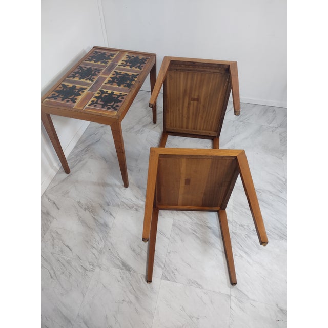 1960s Tile Top Nesting Tables - Set of 3 For Sale - Image 11 of 12