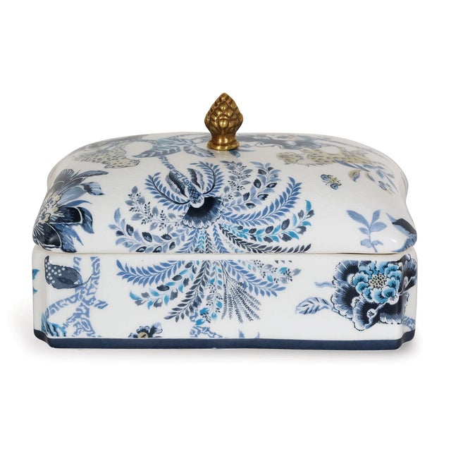 The blue adaptation of a classic Indian chintz resembles linen printed fabric with exotic floral and fauna. Catherine of...