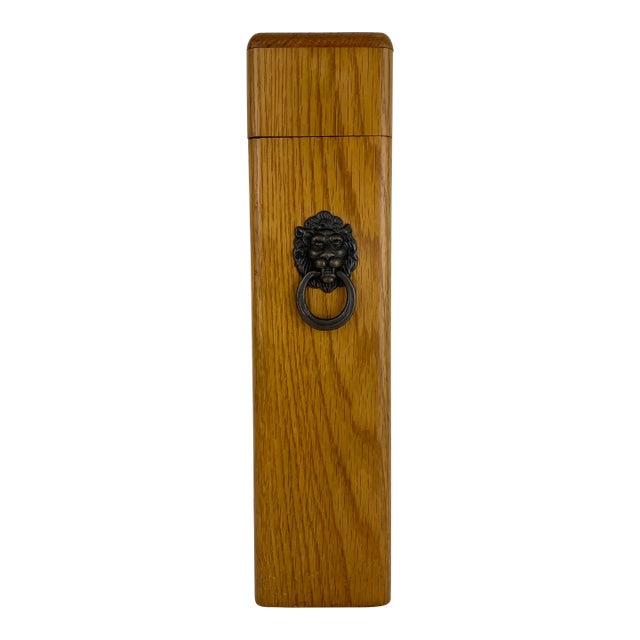 This handsome and unique container was finely handcrafted and is the perfect size to hold matches. The front depicts a...