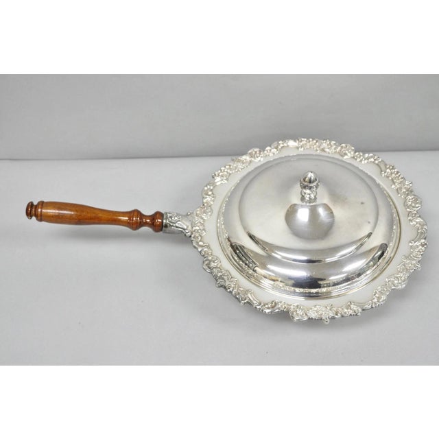 Vintage English Victorian Silver Plated Covered Chafing Dish Serving Platter For Sale - Image 15 of 15
