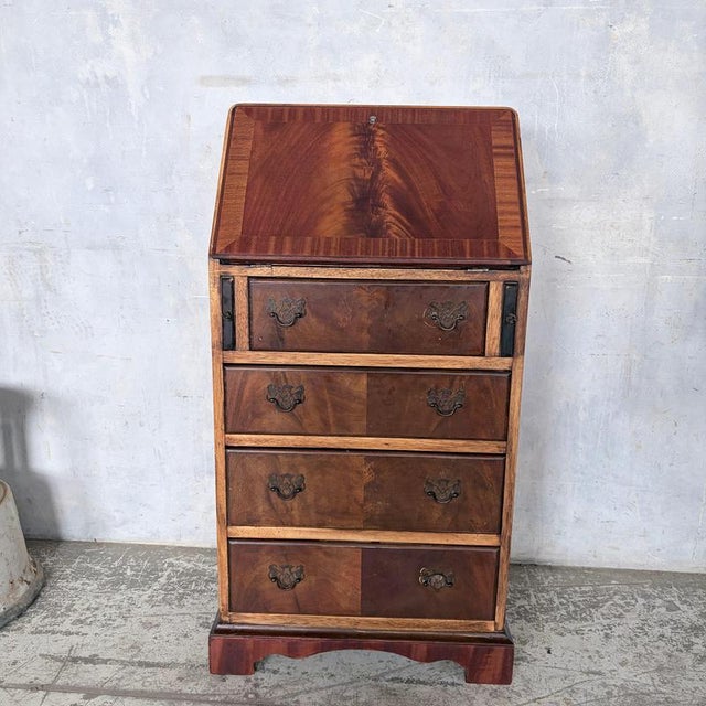 Antique Mahogany & Oak Fall-Front Writing Bureau For Sale - Image 10 of 11