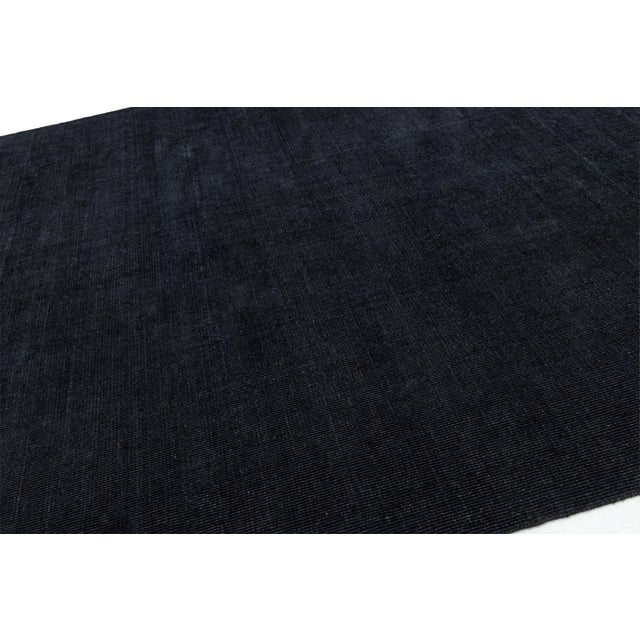 Charcoal Modern Indian Cut & Loop Wool & Bamboo Silk Rug in Charcoal / Obsidian 9x12 For Sale - Image 8 of 12