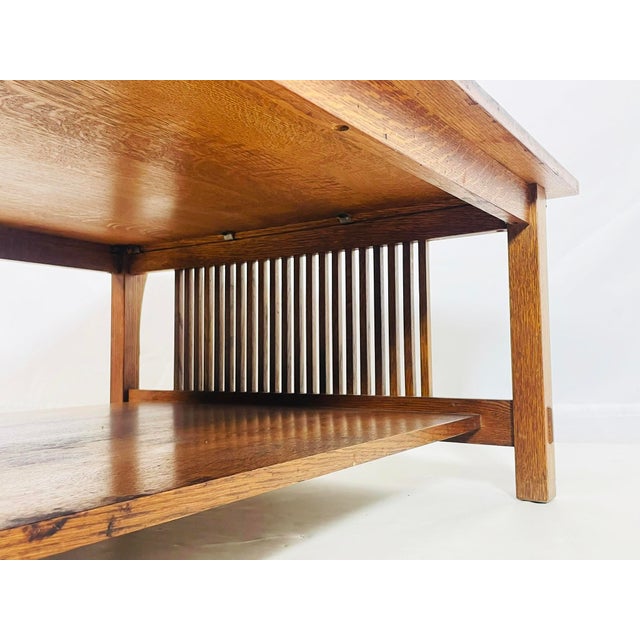 Stickley Mission Oak Coffee Table With Slatted Sides, Signed and Dated 1995 For Sale - Image 15 of 16