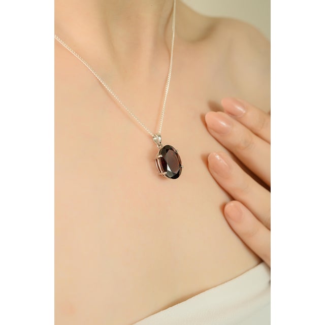 9 Carat Garnet Gemstone Boho Solitaire Pendant- Gifts for Him For Sale - Image 4 of 12