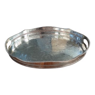 20th Century English Sheffield Silverplate Drinks Bar Tray With Gallery For Sale