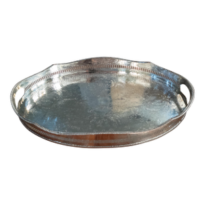 20th Century English Sheffield Silverplate Drinks Bar Tray With Gallery
