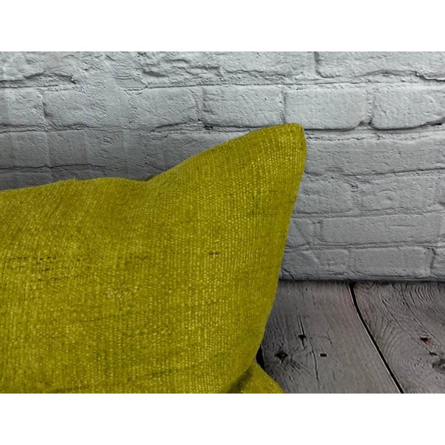 Turkish 16 x 24 Hemp Pillow Turkish Cushion Natural Green Pillow Cushion Cover For Sale - Image 3 of 4