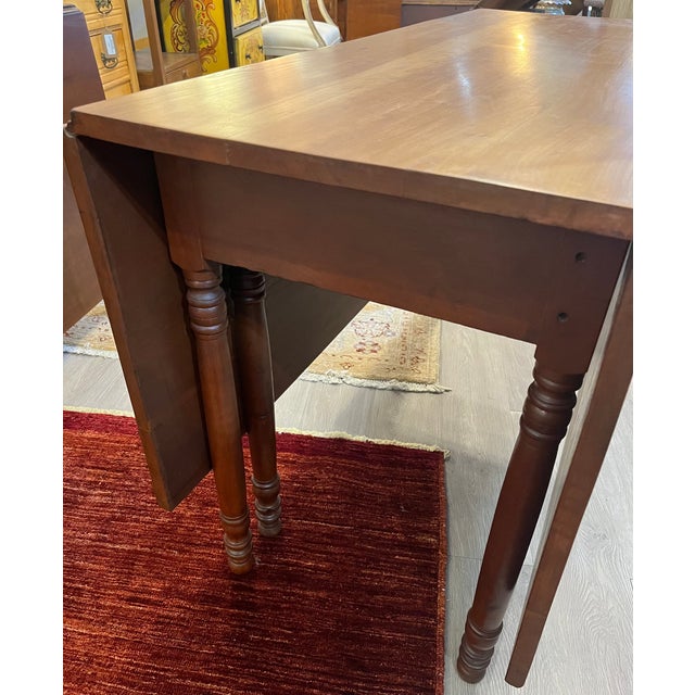 Mid 19th Century Mid 19th Century Antique Drop Leaf Cherry Dining Table For Sale - Image 5 of 11