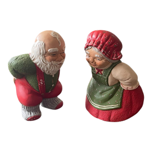 Vintage Mr. & Mrs. Santa Claus Warm Buns Figures-a Pair