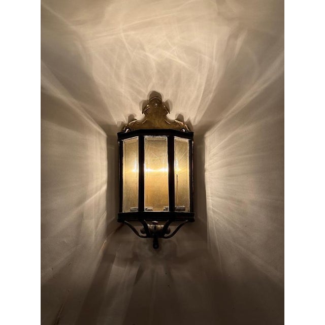 Louis XV Bronze Brass Wall Lanterns in Faceted Glass, Germany, 1970s, Set of 2 For Sale - Image 3 of 18