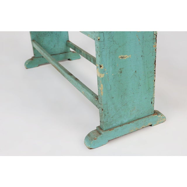 Small Industrial Mint-Colored Rack with 4 Shelves, Belgium, 1920s For Sale - Image 9 of 13
