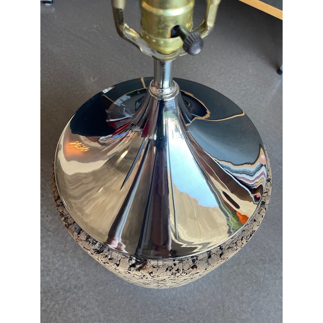 1970s 1970s Space Age Cork Mirror Chrome Barrel Lamp For Sale - Image 5 of 12