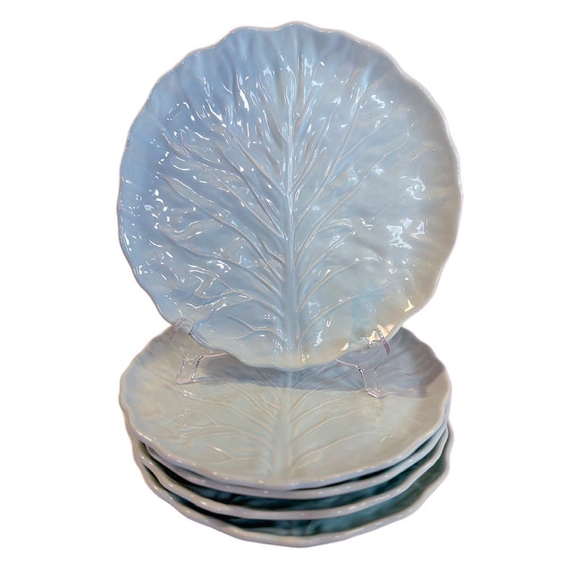 1970s Belo Portuguese Faiança Cabbageware Dessert / Salad Plates – Set of 5 For Sale - Image 4 of 5