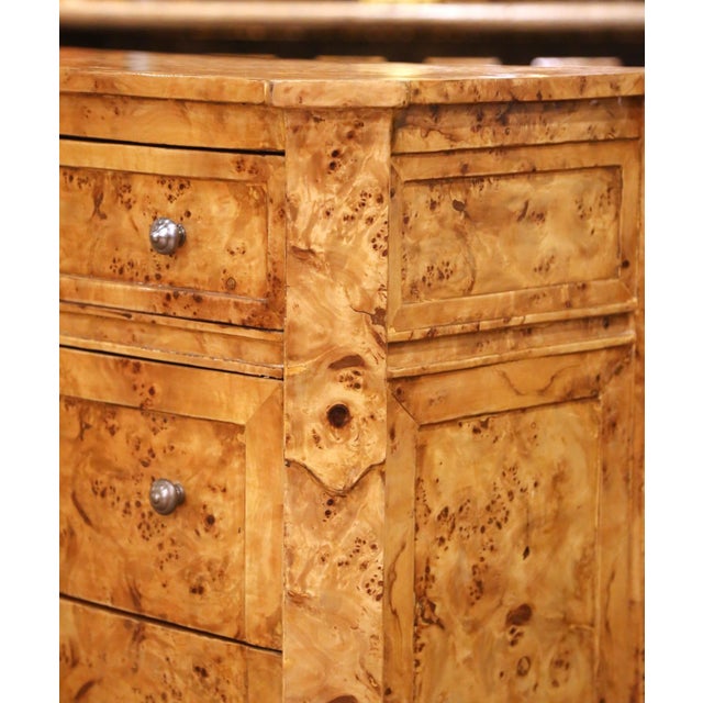 Mid 20th Century Mid-Century French Charles X Style Burl Elm Three-Drawer Chest Commode For Sale - Image 5 of 10