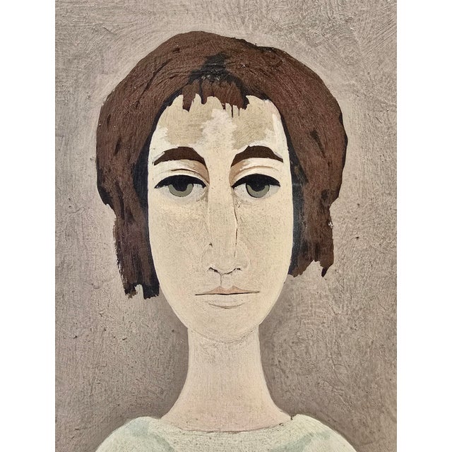 Wood Marcello Boccacci - Modernist Young Lovers Portrait - 1960s Oil Panting For Sale - Image 7 of 13