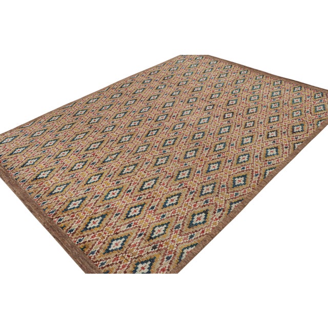 Tribal 2010s Rug & Kilim’s Moroccan Style Rug in Beige With Colorful Diamond Patterns For Sale - Image 3 of 8