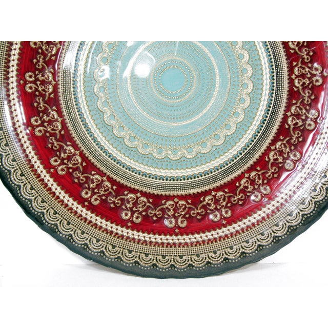 1980s Large Turkish Gilded Glass Decorative Plate For Sale - Image 5 of 8