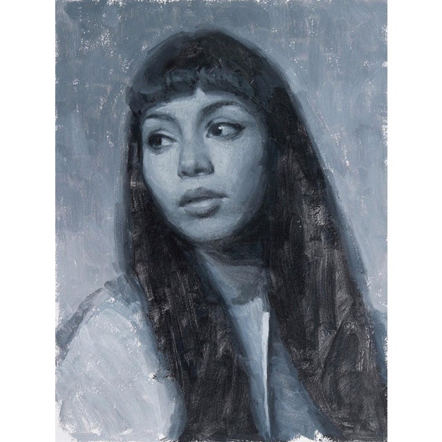 The painting captures a contemplative figure, her gaze directed away from the viewer, evoking a sense of introspection and...