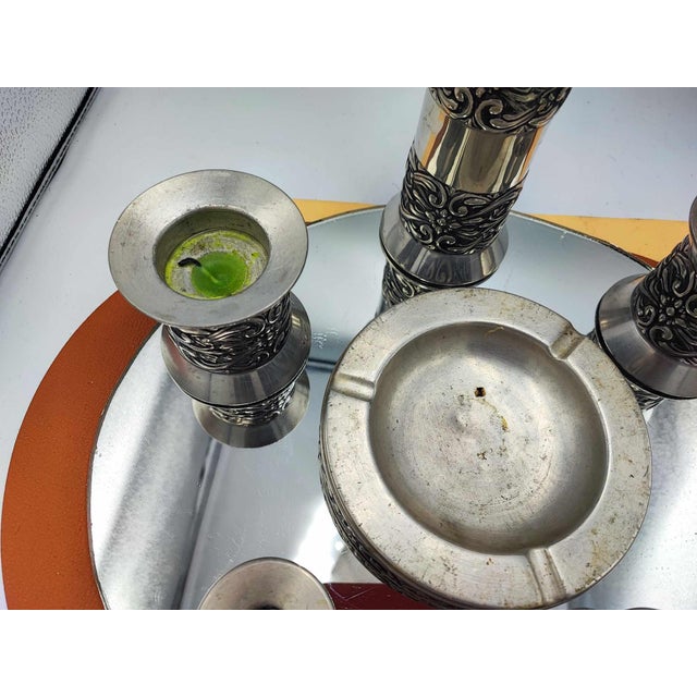 Vase and Candlesticks in Pewter from Haugrud, Norway, Set of 6 For Sale - Image 3 of 9