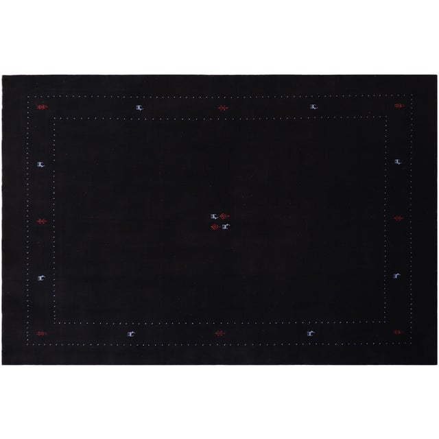 Abstract Gabbeh Black Wool Rug - 8'2''x9'10'' For Sale - Image 9 of 10