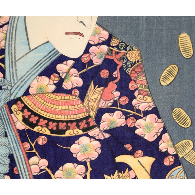 The Samurai Genta Kajiwara - Japanese Woodblock Diptych in Ink on Paper by Utagawa Yoshitora For Sale In Monterey, CA - Image 6 of 18