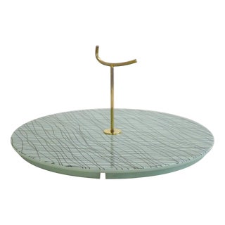 Vintage Cheese Board with Graphic Pattern and Stylized Gold Handle from Voluform, France, 1960s For Sale