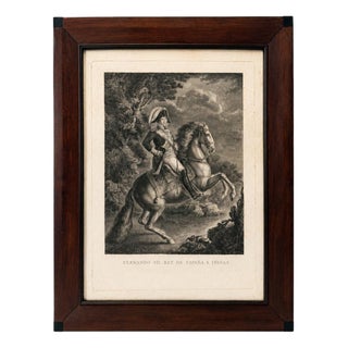 Tmãs Lopes, Ferdinand VII King of Spain and the Indies, 20th Century, 1920s, Engraving For Sale