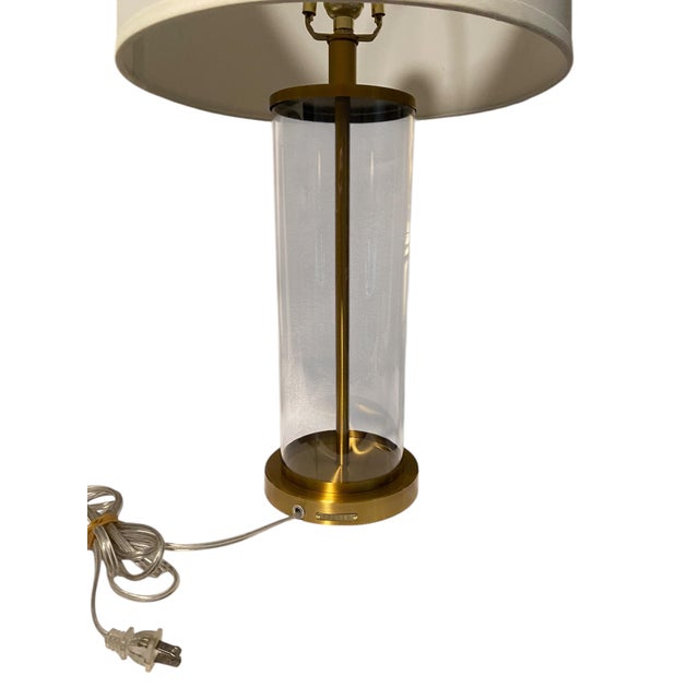 Pair of Vintage Ralph Lauren Glass and Brass Table Lamps For Sale In Austin - Image 6 of 7