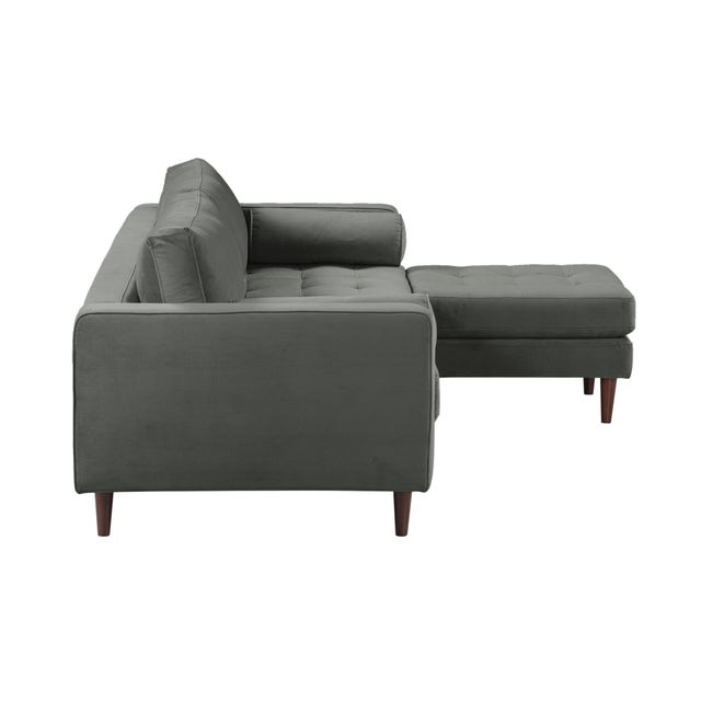 2020s Cave Ash Gray Velvet Cave 2-Piece Performance Sectional For Sale - Image 5 of 8