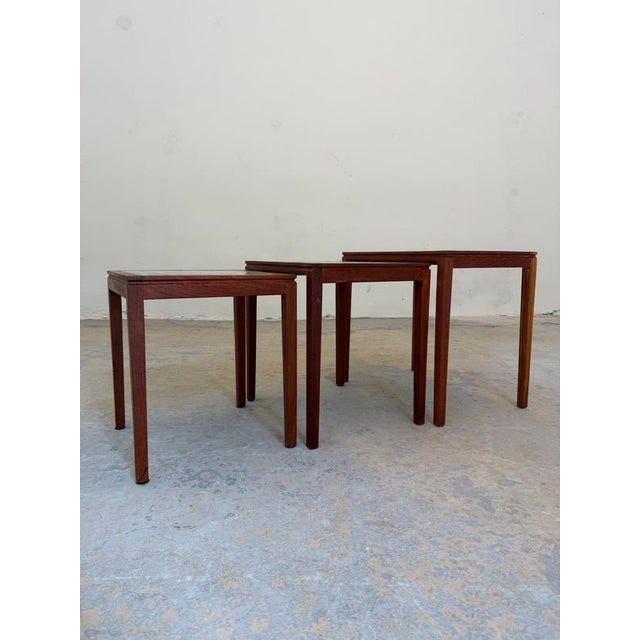 Nesting Tables in Teak and Danish Tiles, Set of 3 For Sale - Image 4 of 11