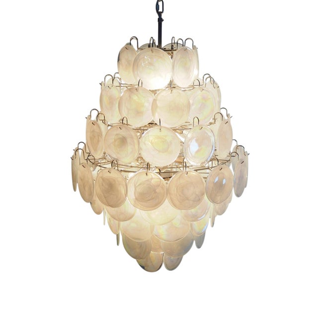 Italian Iridescent Murano Glass Disc Chandelier from Justfurnituress For Sale - Image 15 of 17