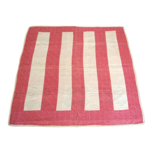 19th Century Machine Stitched Pink and Cream Calico Bar Crib Quilt