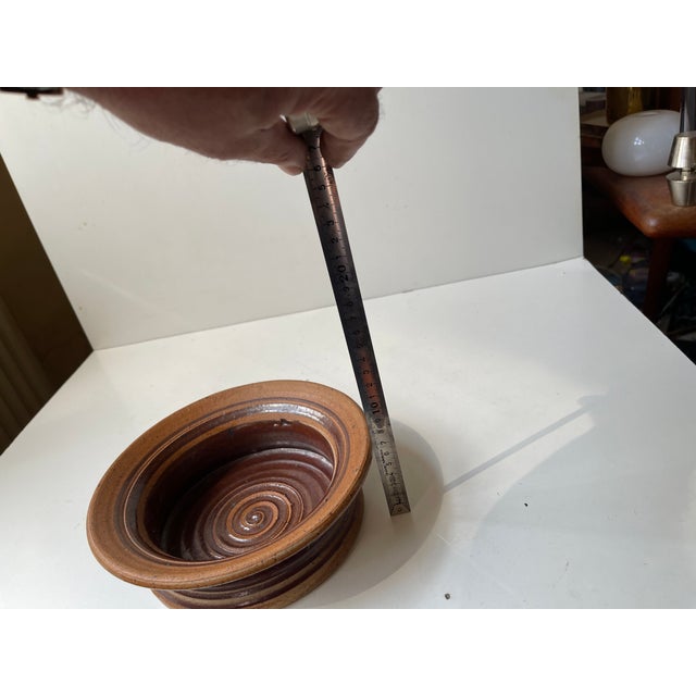 Danish Modern Stoneware Bowl with Spiral Glaze by Tue Poulsen, 1970s For Sale - Image 9 of 10