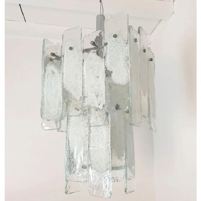 Metal White Murano Glass Chandelier Mid Century Modern 1970s For Sale - Image 7 of 12