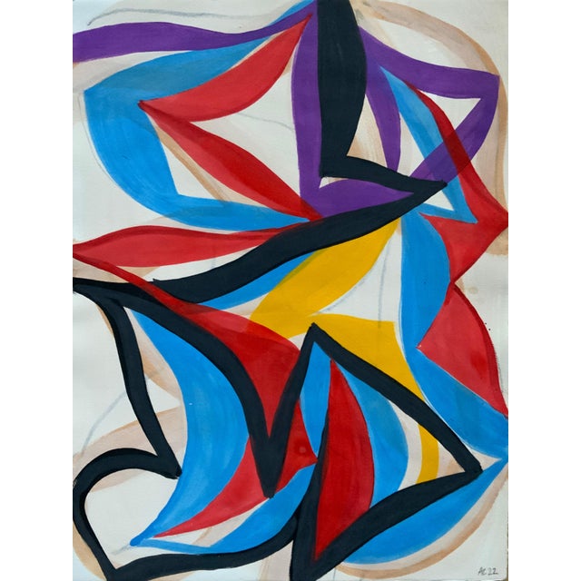 Contemporary Abstract Gouache on Arches Paper "22f13a-2022" by Alain Clément For Sale - Image 4 of 4
