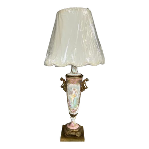 19th Century Porcelain Hand Painted Table Lamp Signed