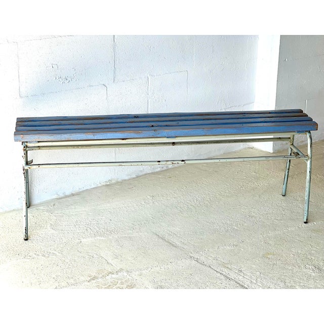 Industrial Blue Bench, 1960s, in Very Good conditions. Designed 1960 to 1969