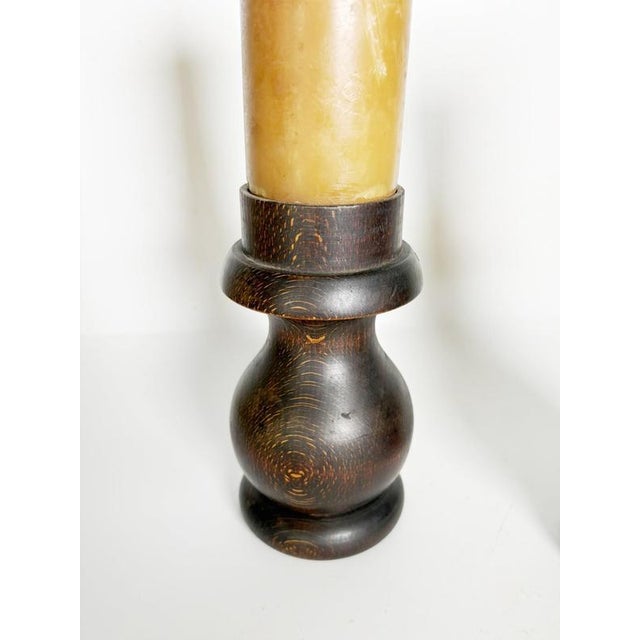 20th Century Brown Wooden Candlesticks, France, Set of 2 For Sale - Image 10 of 11