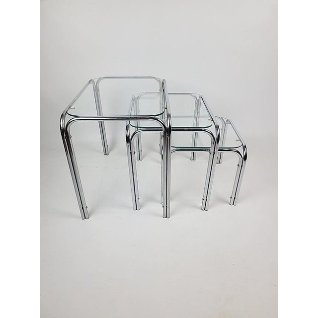 Vintage Chrome Side Tables, 1970s, Set of 3, in Good conditions. Designed 1980 to 1989